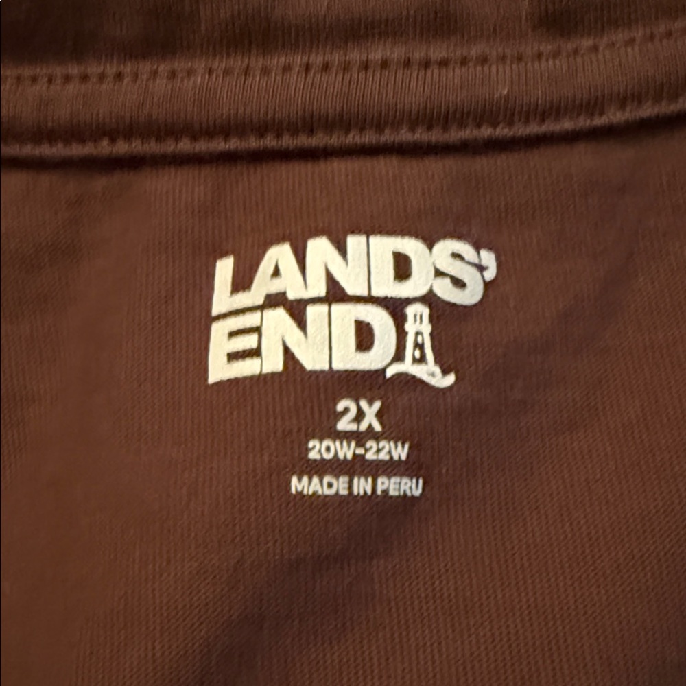 Lands' End Rich Brown Long Sleeve V-Neck Top - Picture 3 of 4